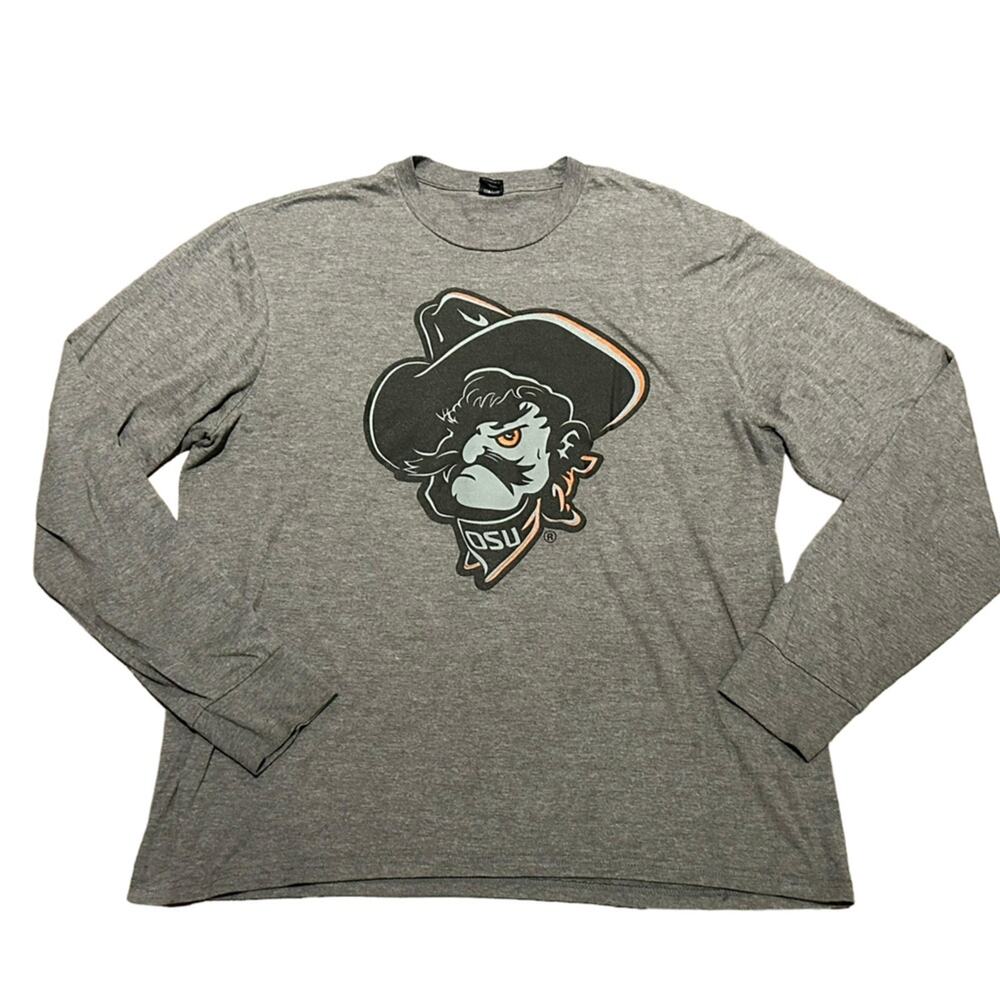 OSU Oklahoma State University Adult XL Gray Long Sleeve T Shirt Pistol Pete